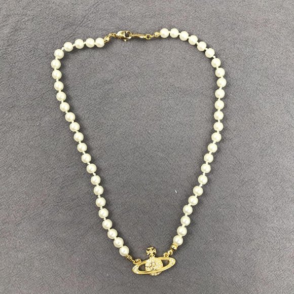 BRAND NEW Vivienne westwood gold Orb Pearl Choker Necklace - Picture 7 of 11